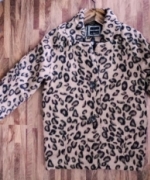 韓國品牌 豹紋皮草長版大衣