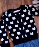 歐美外貿 大牌風範 滿版貓咪針織開衫