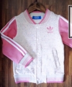 Adidas粉紅作舊復古撞色潮流運動外套