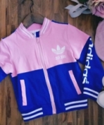 Adidas粉藍撞色潮流運動外套