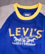 歐美LEVIS 經典Logo款帥氣棒球接袖棉T 寶藍